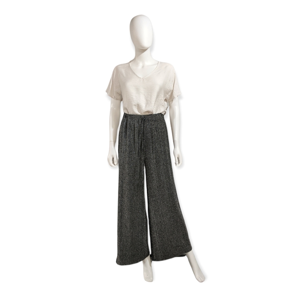 Sage Metallic Silver Wide Pants S